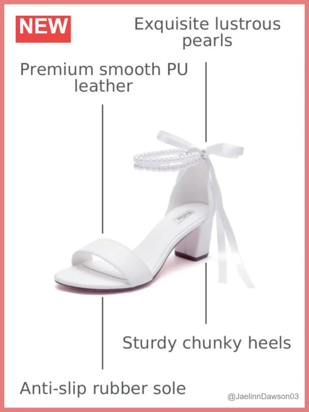 Pearl Wedding Shoes Open Toe Block Heel Sandals Bridal Chunky Heel